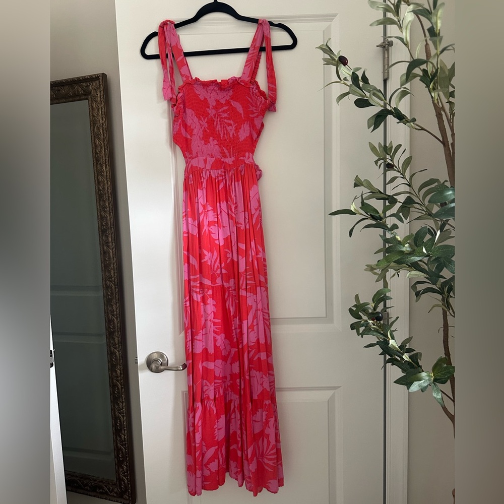Pink & Red Floral Maxi Dress | size M